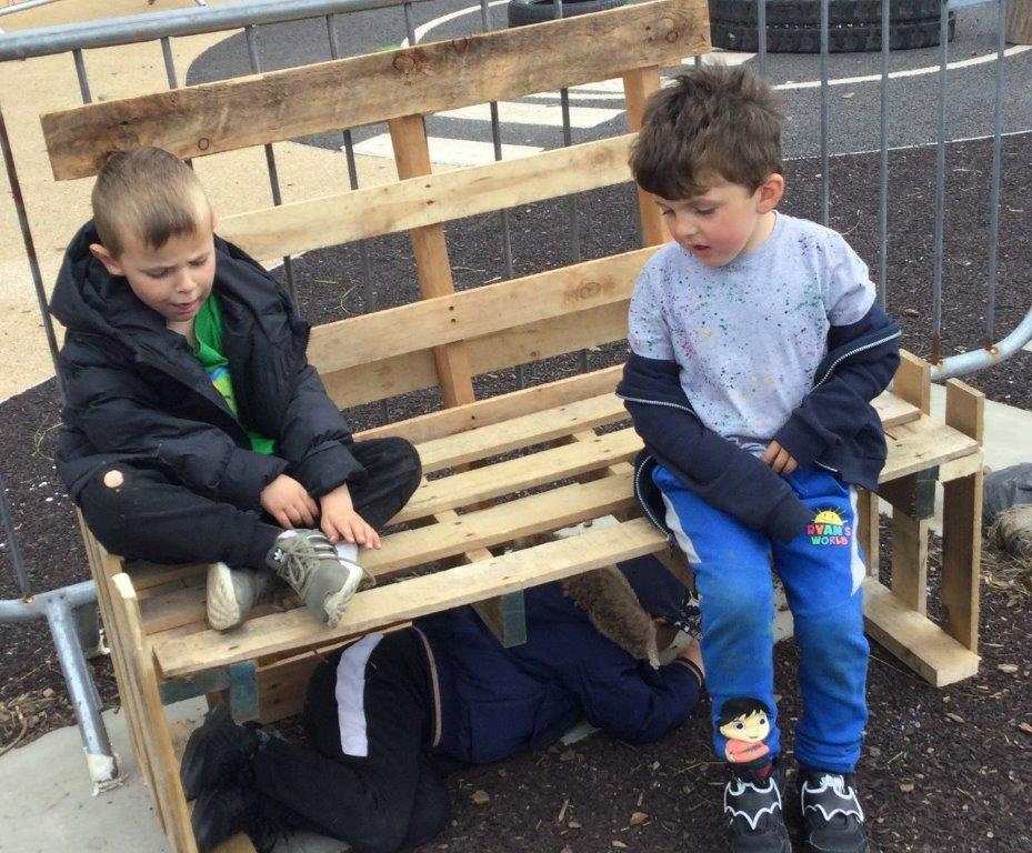 CherryTreeEYC's tweet image. We are working together to create some new seating for our garden.  Some really good problem solving skills &amp;amp; co-operation from the children in the Caterpillar room!
