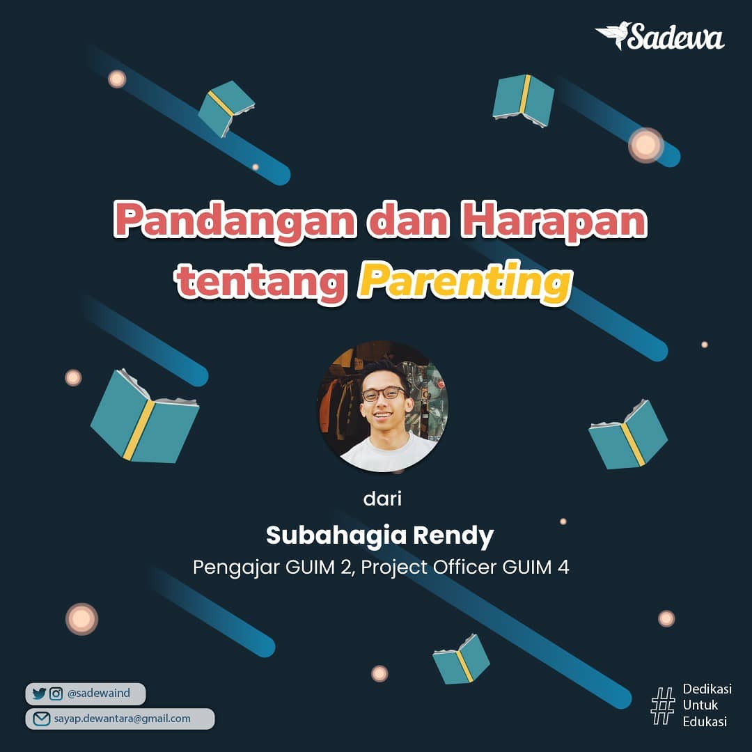 SadewaIND's tweet photo. [PANDANGAN DAN HARAPAN TENTANG PARENTING]

Halo Dewantara Muda!
Menjelang IG Live tentang "Positive &amp; Responsive Parenting" bersama dengan @childfundindo besok, yuk kita lihat apa sih pandangan dan harapan tentang parenting dari Kak Subahagia Rendy, Vice Director Sadewa 7🤗 https://t.co/tNCqgvPxBF