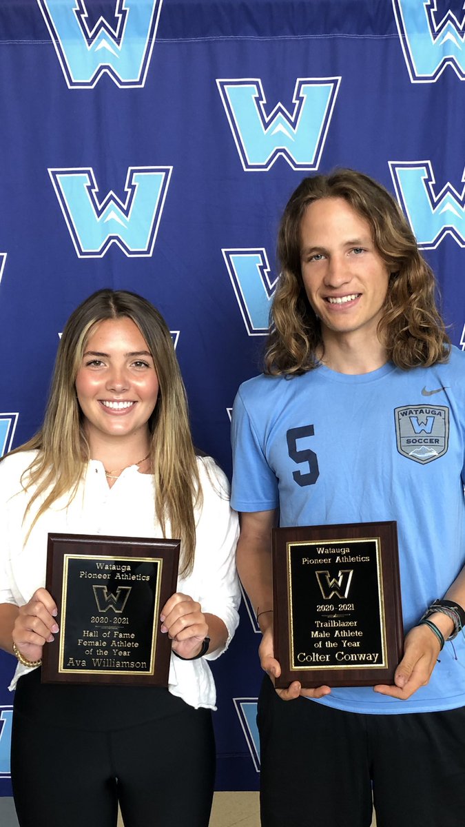 WataugaPioneers's tweet photo. Congratulations to our 2020-2021 Athletes of the year! Ava Williamson (VB, WBB, T&amp;F) and Colter Conway (Men’s Soccer)! #PioneerAthletics @WataugaVB @WataugaHSWBB @wataugatrack7 @WataugaMSoccer https://t.co/iPw2VwpudZ