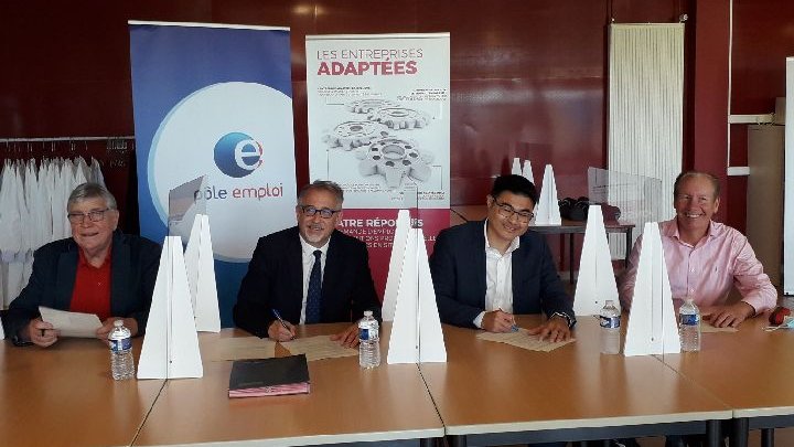 Notre engagement avec @UNEA_France et <a href="/CheopsComte/">Cheops Bourgogne Franche Comté</a> pour répondre aux besoins en recrutement des entreprises adaptées : un partenariat signé ce jour au sein du groupe associatif Handy-up de #Vesoul qui accueille 103 salariés en situation de #handicap ▶ bit.ly/3bUIqte