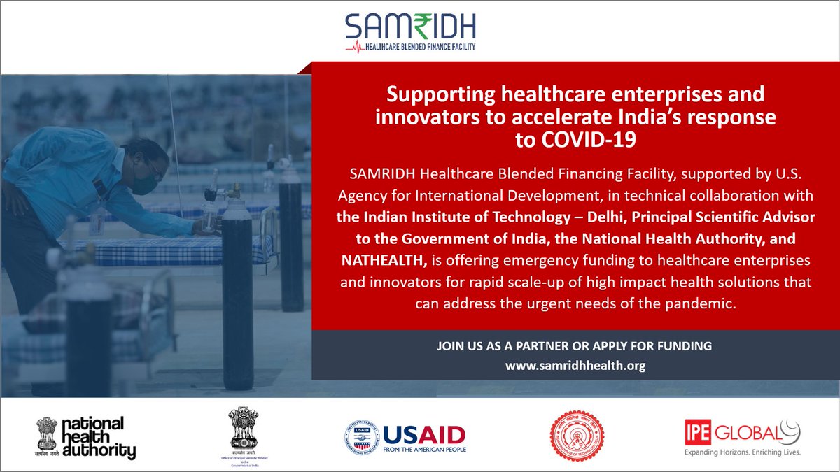 Rapidly mobilizing life-saving health solutions can be the antidote to India’s COVID-19 crisis. Supported by USAID, we are accelerating scale-up of high impact health solutions <a href="/iitdelhi/">IIT Delhi</a> <a href="/AyushmanNHA/">National Health Authority (NHA)</a> <a href="/PrinSciAdvGoI/">Principal Scientific Adviser, Govt. of India</a> <a href="/nathealthindia/">NATHEALTH #ChooseSaferHealthcare</a> <a href="/IPEGlobal/">IPE Global Limited</a> |To know more cutt.ly/nnoYl5N