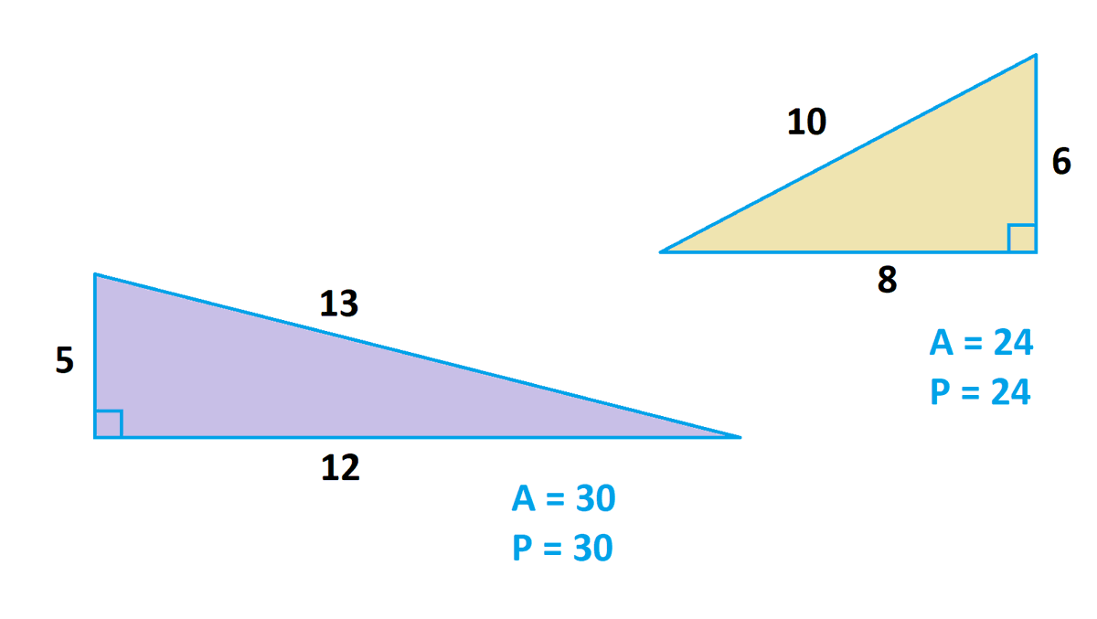 James Tanton The 5 12 13 And 6 8 10 Are The Only Two Integer Right Triangles With Area And Perimeter Each Having The Same Numerical Value The 3 4 5 Right Triangle Has P James Tanton The 5 12 13 And 6 8 10 Are The Only Two Integer Right Triangles With Area And Perimeter Each Having The Same Numerical Value The 3 4 5 Right Triangle Has P
