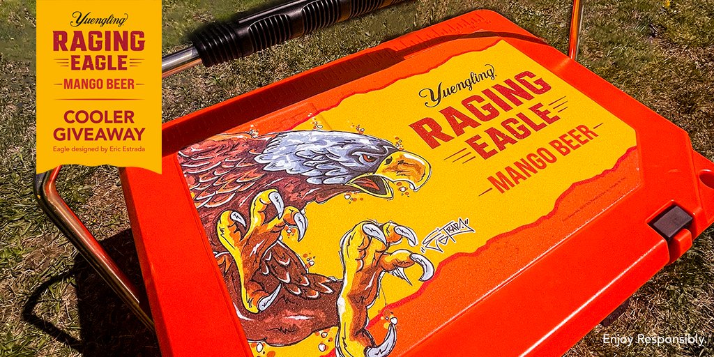 yuenglingbeer's tweet photo. #NationalCoolerDay means it's time to level up your cooler game. Enter for a chance to win this badass Raging Eagle cooler designed by @EstradaArt. Must be 21+. 
Rules + regs: https://t.co/7Q3XkWRXhA https://t.co/MlrtN3uzri