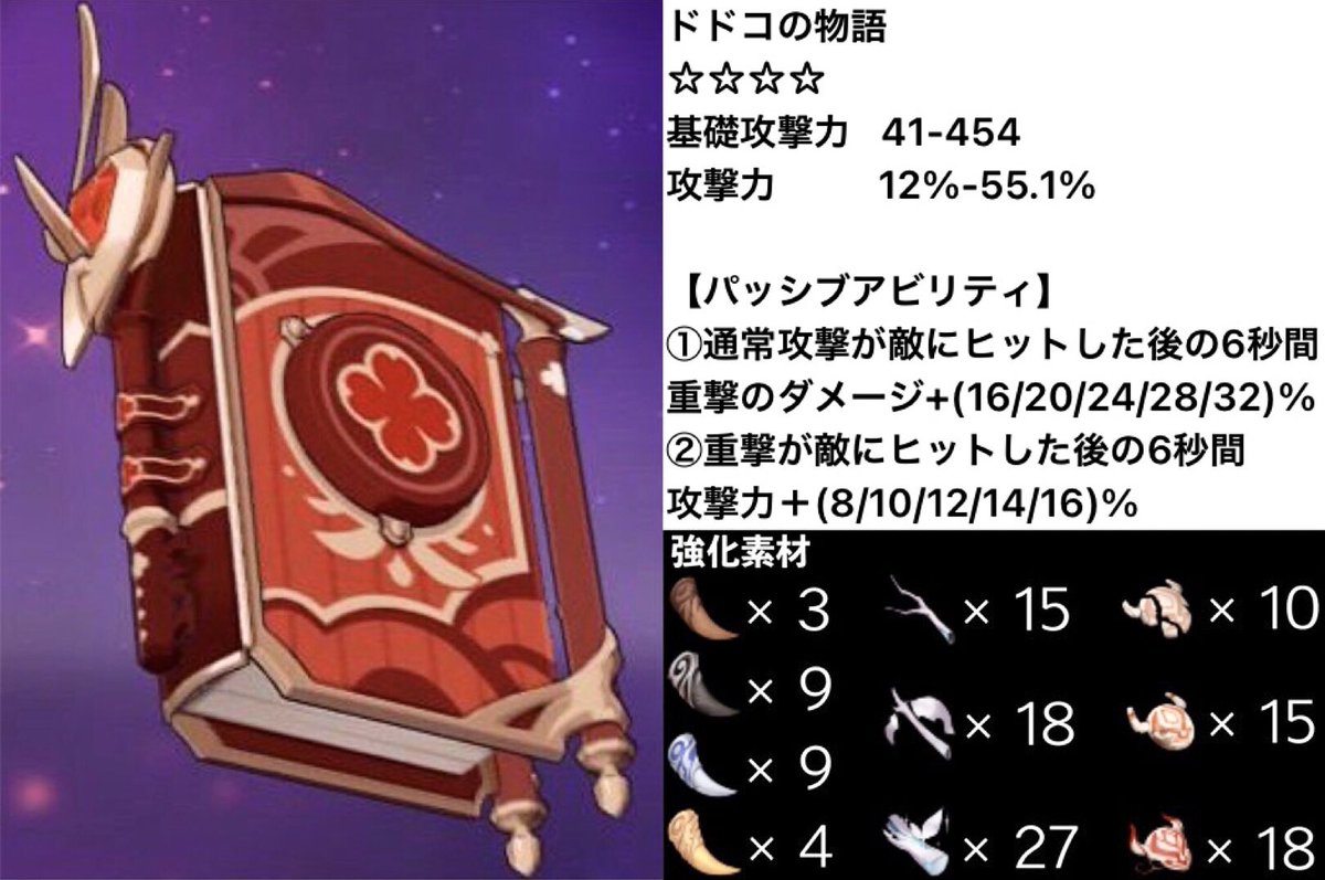 れい 原神リーク Ver1 6リーク 新武器3種まとめ ドドコの物語 幽夜のワルツ 蒼古なる自由への誓い 原神 武器 リーク Genshinimpact