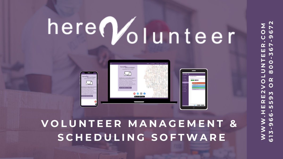Here2V's tweet photo. If you use #volunteers, then Here2Volunteer is for you! This all-in-one #Software solution will #schedule your volunteers and streamline admin tasks. Automate check-in/out, fill shifts easily, track volunteer hours and create reports. 
https://t.co/BuKmxlF7um
#volunteermanagement https://t.co/kxzNvaSKry