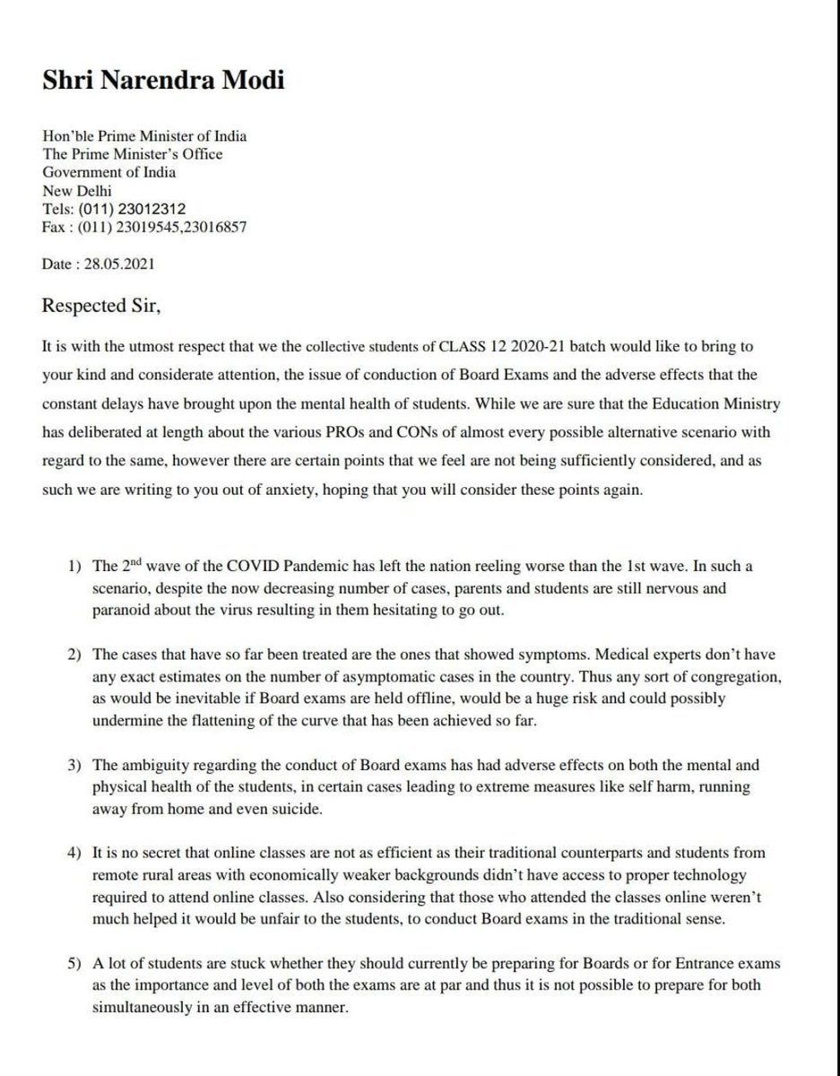 studentvocal8's tweet photo. TODAY WE HAVE DRAFTED A LETTER TO OUR HON'BLE @narendramodi , @DrRPNishank &amp; @SanjayDhotreMP  regarding the exams of 2021 ...
.
STUDENTS LIVES MATTER
#modijisave12thstudents 
#cancelboardexam  #CancelExamSavelives 
.
THE LETTER  TO PM IS BEING ATTACHED BELOW... https://t.co/8C6Y02Slkn