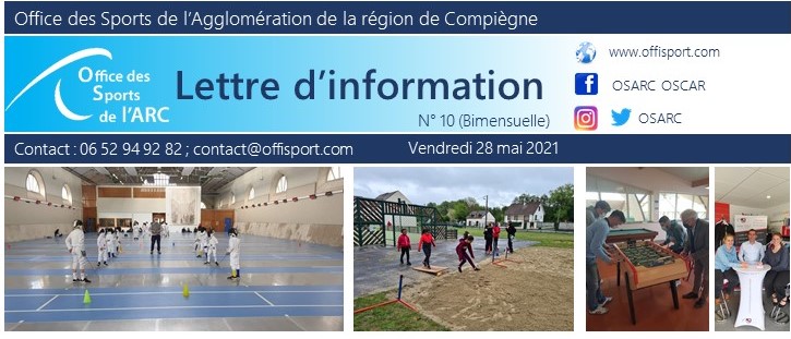 offisport's tweet photo. C'est le moment de découvrir la lettre d'info de l'#OSARC N°102. Au menu : le tournoi de #babbyfoot, une page au cœur des  clubs de l'Agglo, un zoom sur l'AC @Margny60280 et plein d'infos  
➡️https://t.co/32TXdmd5CE https://t.co/ROoo1rTIYQ