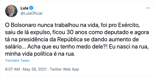 Rconstantino's tweet photo. Rapaz, Lula chamando alguém de vagabundo, acusando OUTRO de nunca ter trabalhado. Sério!!! https://t.co/3YvLvZKmpt