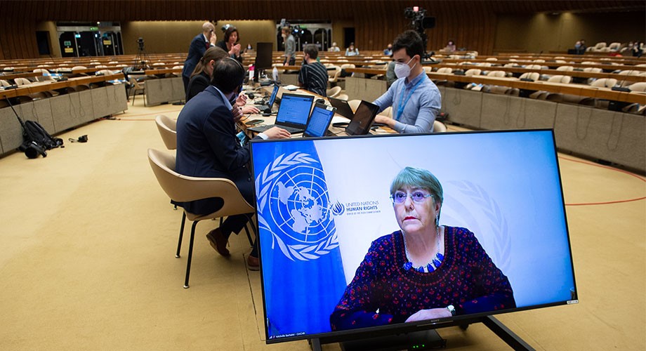 Alta Comisionada Bachelet se dirige al Consejo de Derechos Humanos.
©ACNUDH