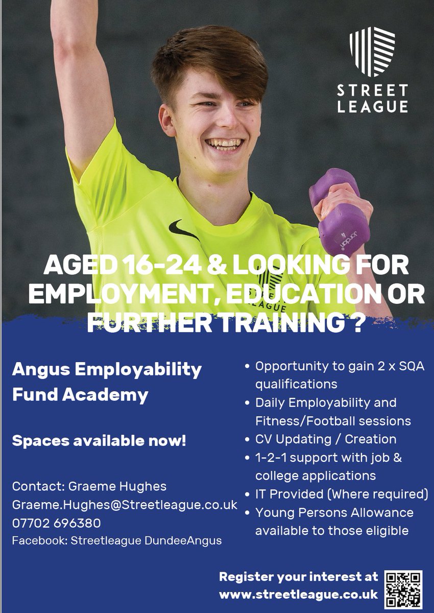 Looking for support to find employment, college or training opportunities? We still have spaces available on our Angus EF Academy - GET IN TOUCH TODAY TO FIND OUT MORE! #YouthWorksScotland @JCPinNorthScot  #Angus #Dundee #Careers