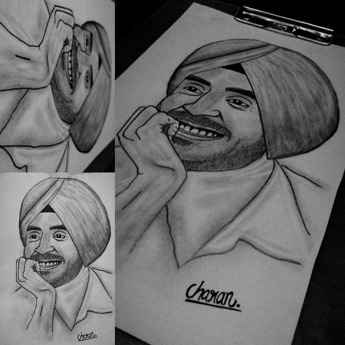 charan2sanjh's tweet photo. "O Kartoosa di si jithe sochda o kheti utte
Balliye gulaab 🌹 beejte
Ik Panrama ghar utto panamera car
Ni main tere lai khuwaab 💛 beejte"

Inspiration Forever @diljitdosanjh Veere 💛✊🏻
#Diljitdosanjh #FANART 💙
#GOAT #202l #album #Soon
P.S - Portrait Sketch for my inspiration 🤗 https://t.co/2SC1lMlUXx