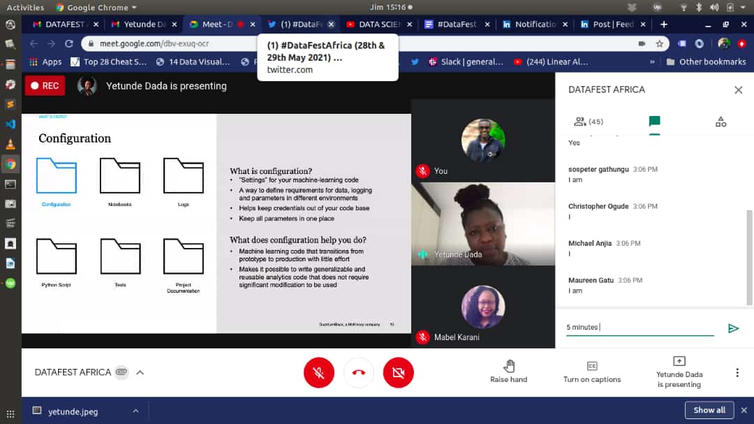Second Session;
From Jupiter Notebook to production ready ML and Data Pipelines.
What is #Kedro by @yetudada 
#DataFestAfrica #DataScience