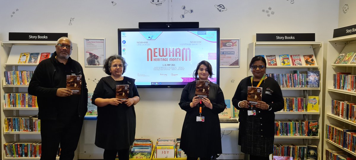 NewhamPoetryGrp's tweet photo. Thanks to @NewhamHeritage and our partners at #CNGreenStreet #GreenStreetLibrary They are holding our lovely booklet inspire by #LocalMarkets #Queens and #stratford @NewhamLondon https://t.co/6OOKgaQgLG