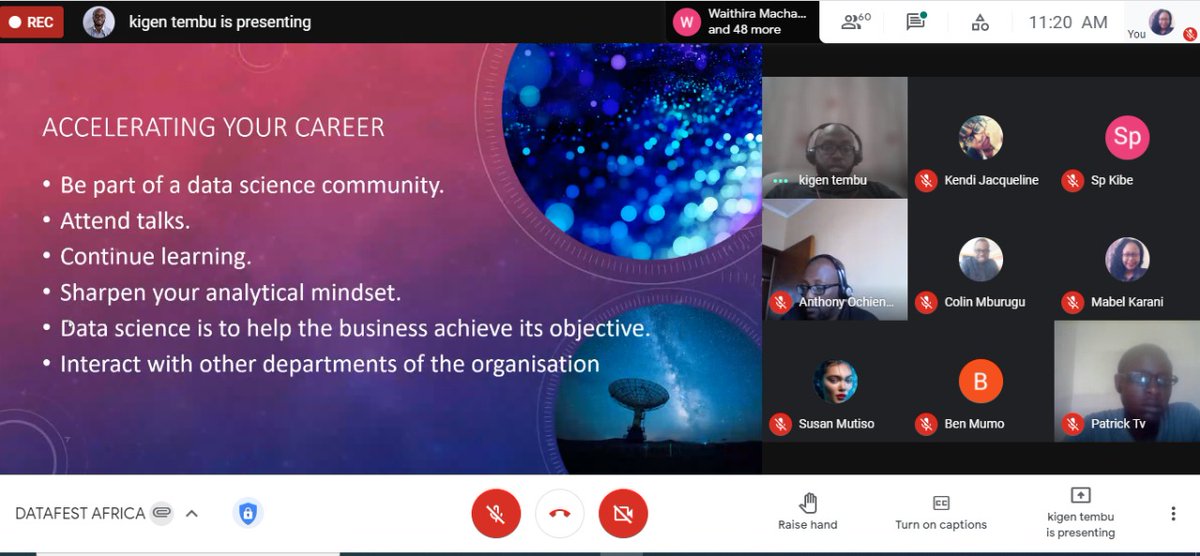 At #DataFestAfrica first session <a href="/kigtembu/">k</a> talked about "Accelerating Data Science Career"