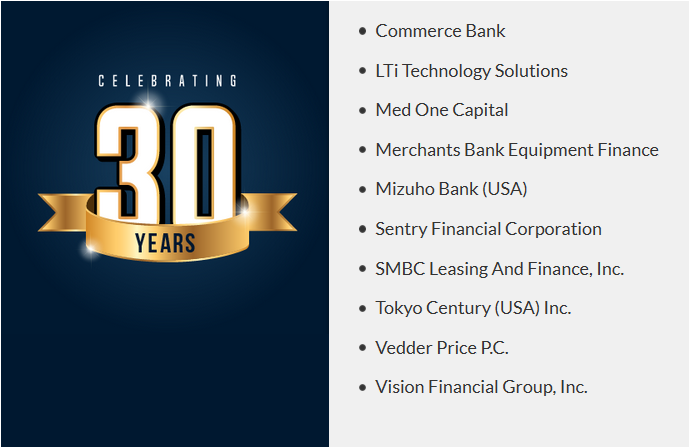 ELFAOnline's tweet photo. Congratulations and thanks to these companies celebrating their 30th anniversary of @ELFAOnline
 membership in 2021!! 
https://t.co/GnJltaIiOV 
#ELFAmilestone #equipmentfinance https://t.co/UUf3rOtTyn