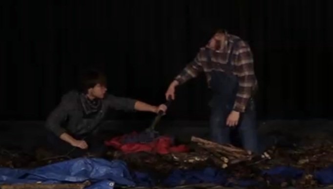 Lennie  and George from 'Of Mice and Men', performed by two of our fabulous A Level students for their Component 3 exam piece.  
#EduArtsFest