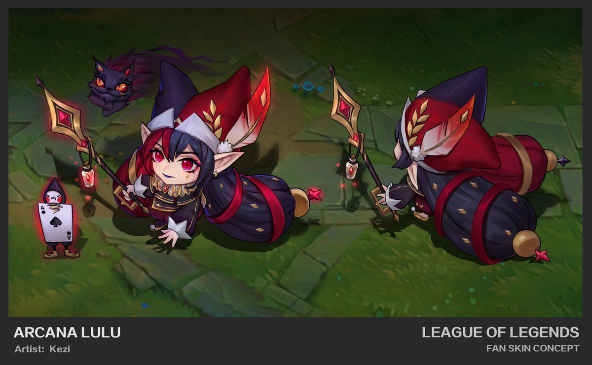 KEZI_0918's tweet photo. ♠️♣️♦️♥️
Arcana LuLu——THE FOOL
This theme is very suitable for Lulu, So I designed this Fanskin concept，
The archetype is the fool of Tarot.
#ArtofLegends #LeagueOfLegends https://t.co/oGHFahBzwk