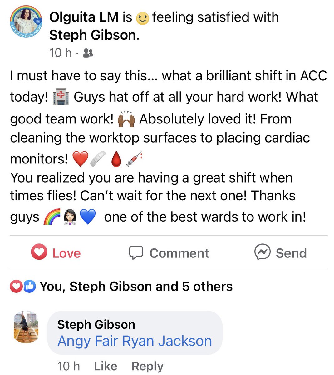 Amazing feedback from a fantastic RN, working a bank shift on ACC!! (Posted with permission of course!)
