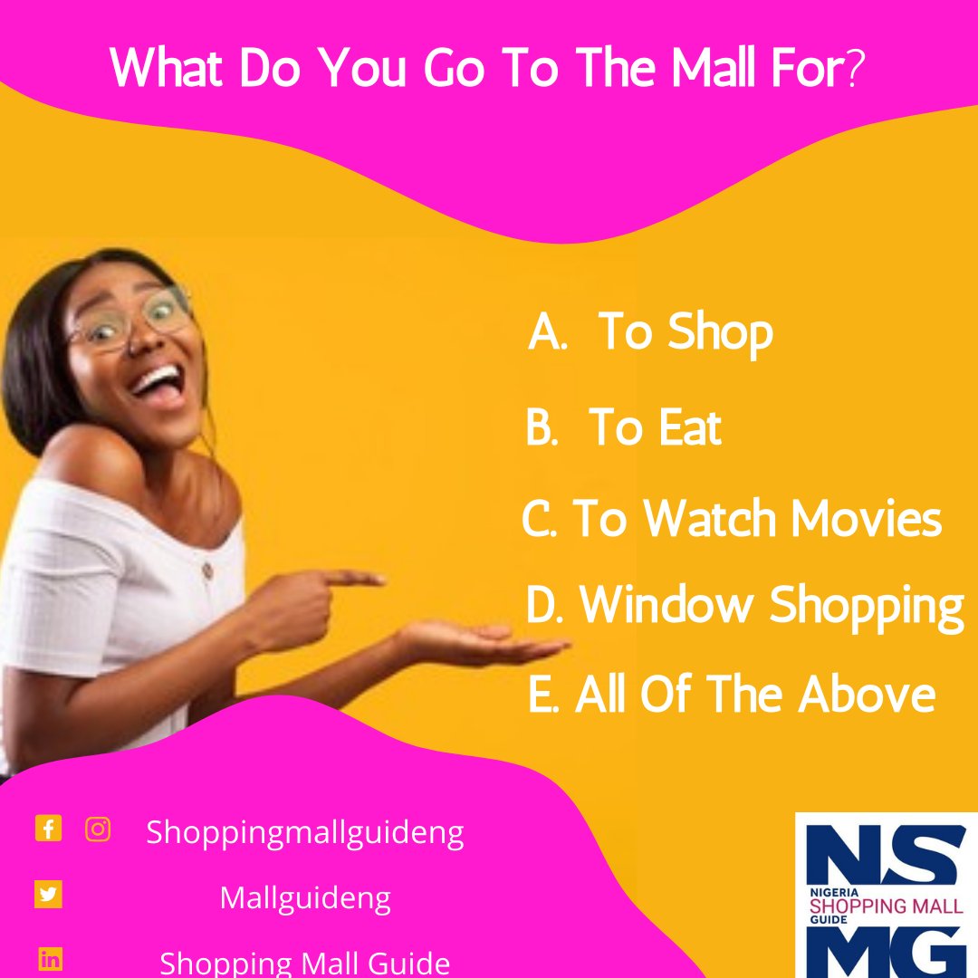 mallguideng's tweet photo. Which of these do you go to malls to do?
Shoppers Say Aaaa☺️
Foodies say Bbbb😋
#shopping #shoppingqueen #Foodies #Cinema #movie #mall #shoppingaddict #Retail #FridayFeeling #FridayVibes #weekend #weekendvibes https://t.co/QF8TShn1XZ