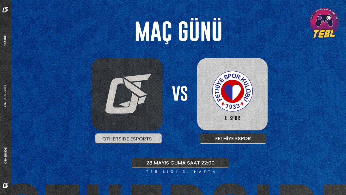 OtherSideTR's tweet image. Türkiye Espor Basketbol Ligi 3. Haftası, @fethiyespor_espor karşılaşması ile başlıyor!  #letsgOS

🕥 22:00
📺 twitch.tv/tebligi

#OSWIN #OtherSide #NBA2K #TEBL