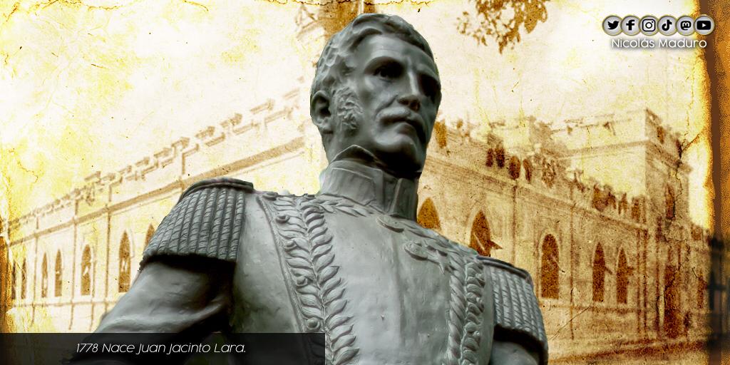NicolasMaduro's tweet photo. Rendimos homenaje al héroe barquisimetano, Juan Jacinto Lara. Su honestidad, rectitud y patriotismo, caracterizan la vida de este gran Prócer. Su ejemplo nos invita a esforzarnos más, para ser mejores cada día. A 243 años de su natalicio, honramos su destacada lucha por la Patria https://t.co/QXhvTQqyAj