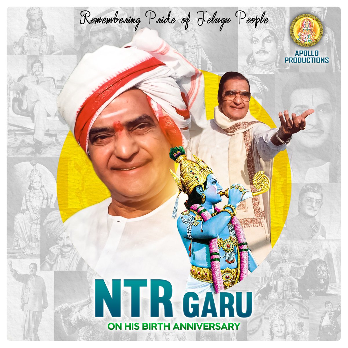 apolloproducti8's tweet photo. Remembering Pride of Telugu People 
#SrNTR garu on his birthday Anniversary 🙏🏻
#JoharNTR https://t.co/8uf5F0QKvS