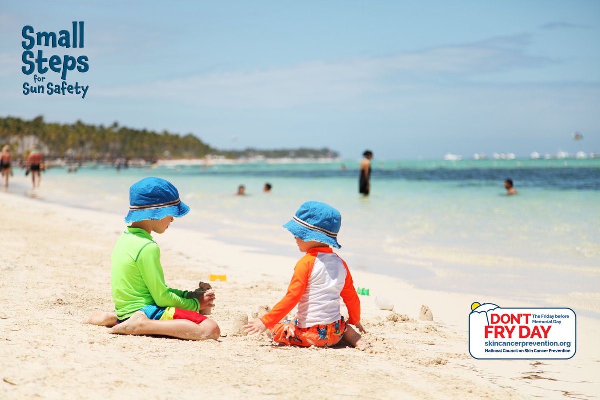 Enjoy the sun safely this Memorial Day Weekend and always. Wear sunscreen and sun-protective clothing such as sunglasses, wide-brimmed hats, long sleeves and pants.

#DontFryDay #SmallStepsForSunSafety #LiveSunSmart
@SkinCancerPrev