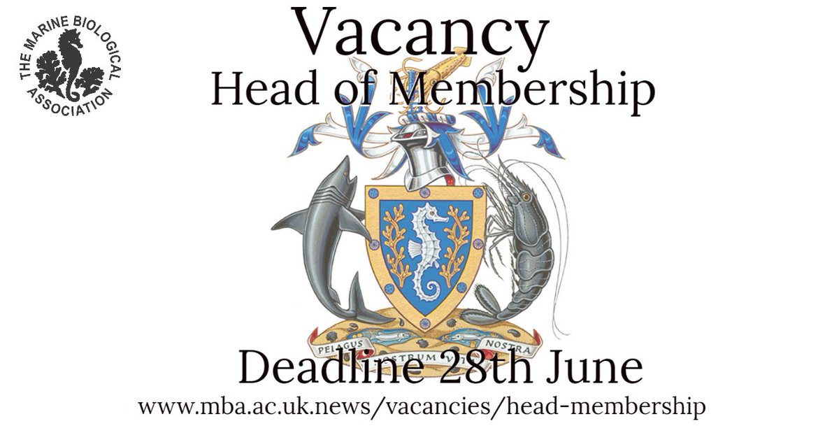 An incredible opportunity to lead on and implement the MBAs strategy to grow and develop its membership offer. Apply now for our #vacancy as Head of Membership for <a href="/thembauk/">MBA - Marine Biological Association</a> 
Deadline: 28th June 2021
Details: mba.ac.uk/news/vacancies…