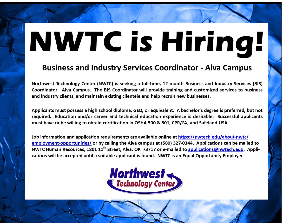 Check out this great opportunity to join our amazing team!  nwtech.edu/about-nwtc/emp…