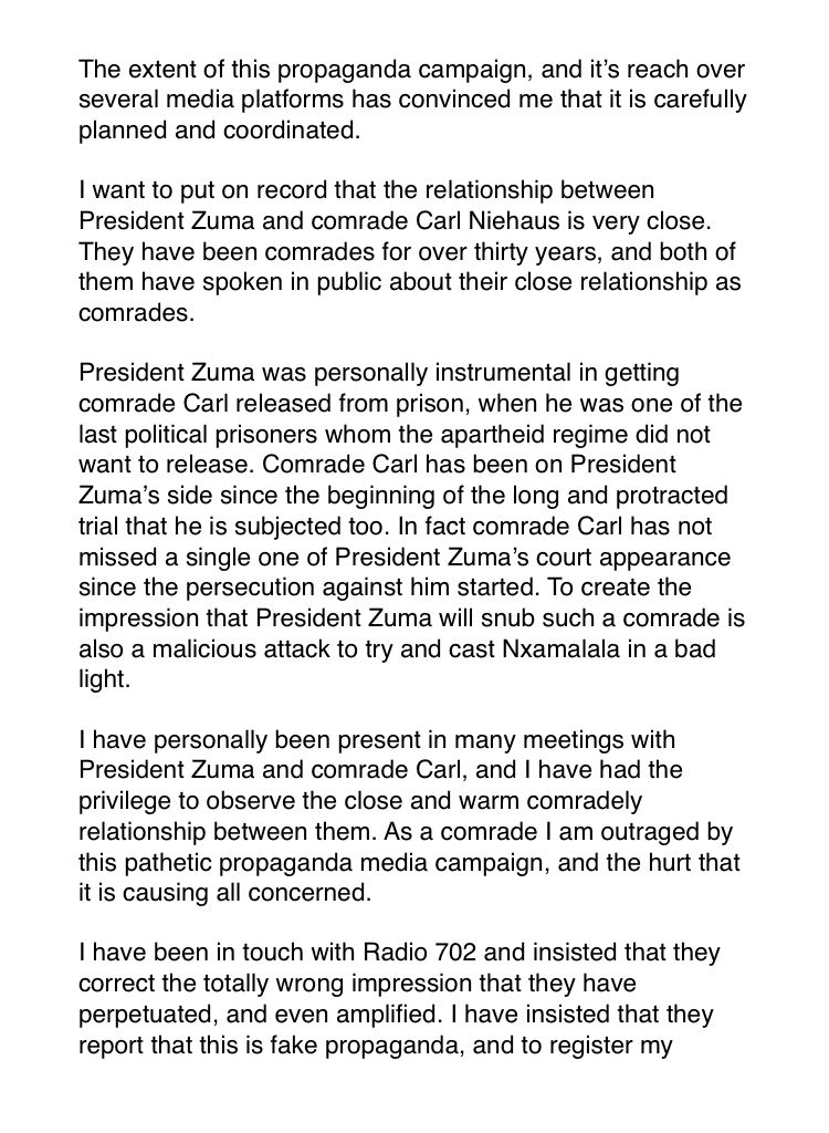 NShezi's tweet photo. Stratcom like media tactics. @niehaus_carl we know your resolute stance on @PresJGZuma and RET https://t.co/5nlh2B3xqV