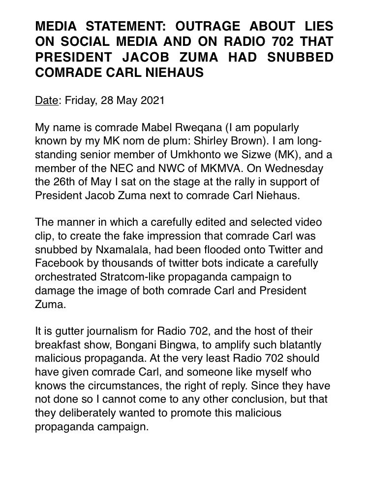NShezi's tweet photo. Stratcom like media tactics. @niehaus_carl we know your resolute stance on @PresJGZuma and RET https://t.co/5nlh2B3xqV