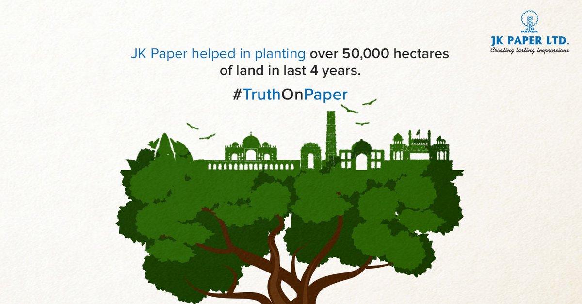 JKPaperIndia's tweet photo. As a part of our larger commitment and respect for the environment, we religiously work towards sustainability. And we don’t just mean planting trees, but a conscious effort towards increasing green cover and helping it sustain and flourish. #TruthOnPaper #JKPaper https://t.co/NLunGa00HC