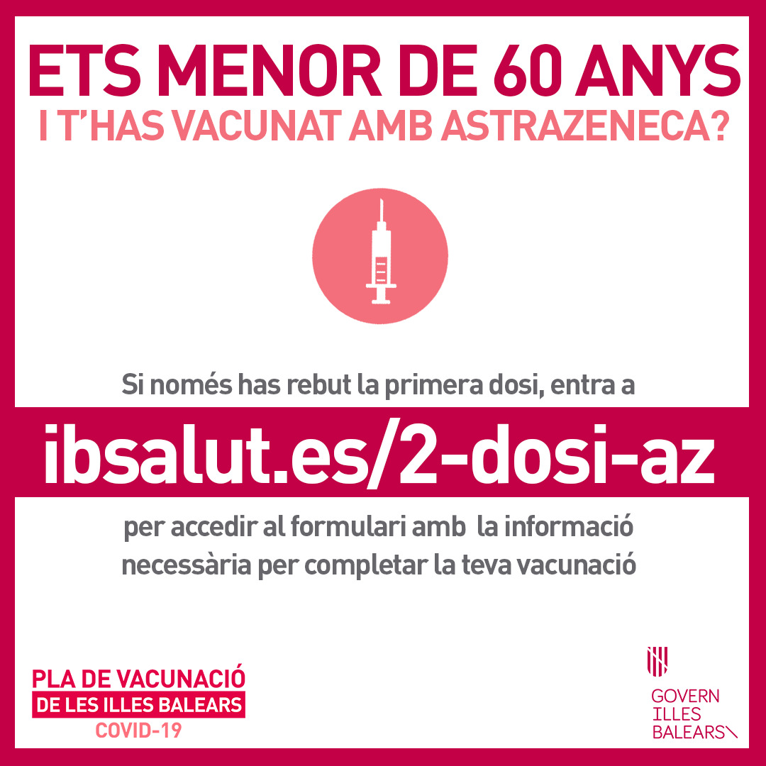 goib's tweet photo. Si t’han vacunat amb AstraZeneca i ets menor de 60 anys, això t’interessa ‼‼ ⬇ https://t.co/5XeGDVBwyq