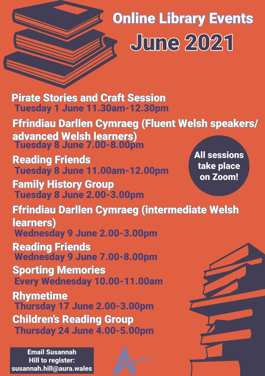 aura_wales's tweet image. 🌟ONLINE EVENTS WITH AURA LIBRARIES: JUNE 2021! 🌟
Warm welcome to all! 😊📖 Please email Susannah Hill to register for any of our online events: susannah.hill@aura.wales #AuraLibraries #LoveReading