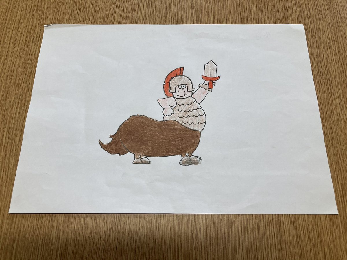 Our Year 7 runner up is Rosie #NSSM2021 postcard competition combining Greek and Roman themes in a comic way which the judges found brilliant!