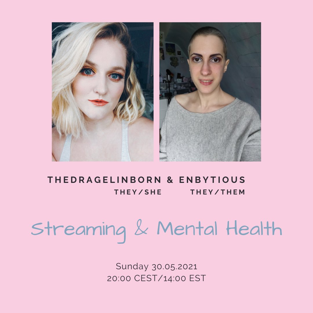 enbytious's tweet photo. Hey everyone! So I was supposed to finish Portal this week, but I have a cough (not corona) and wanted to rest my voice. On Sunday, 31.05 I'm doing a #TalkshowStream with @thedragelinborn about #MentalHealth and streaming! Join us at 20:00 CEST/14:00 EST! https://t.co/8xGA2P45rR
