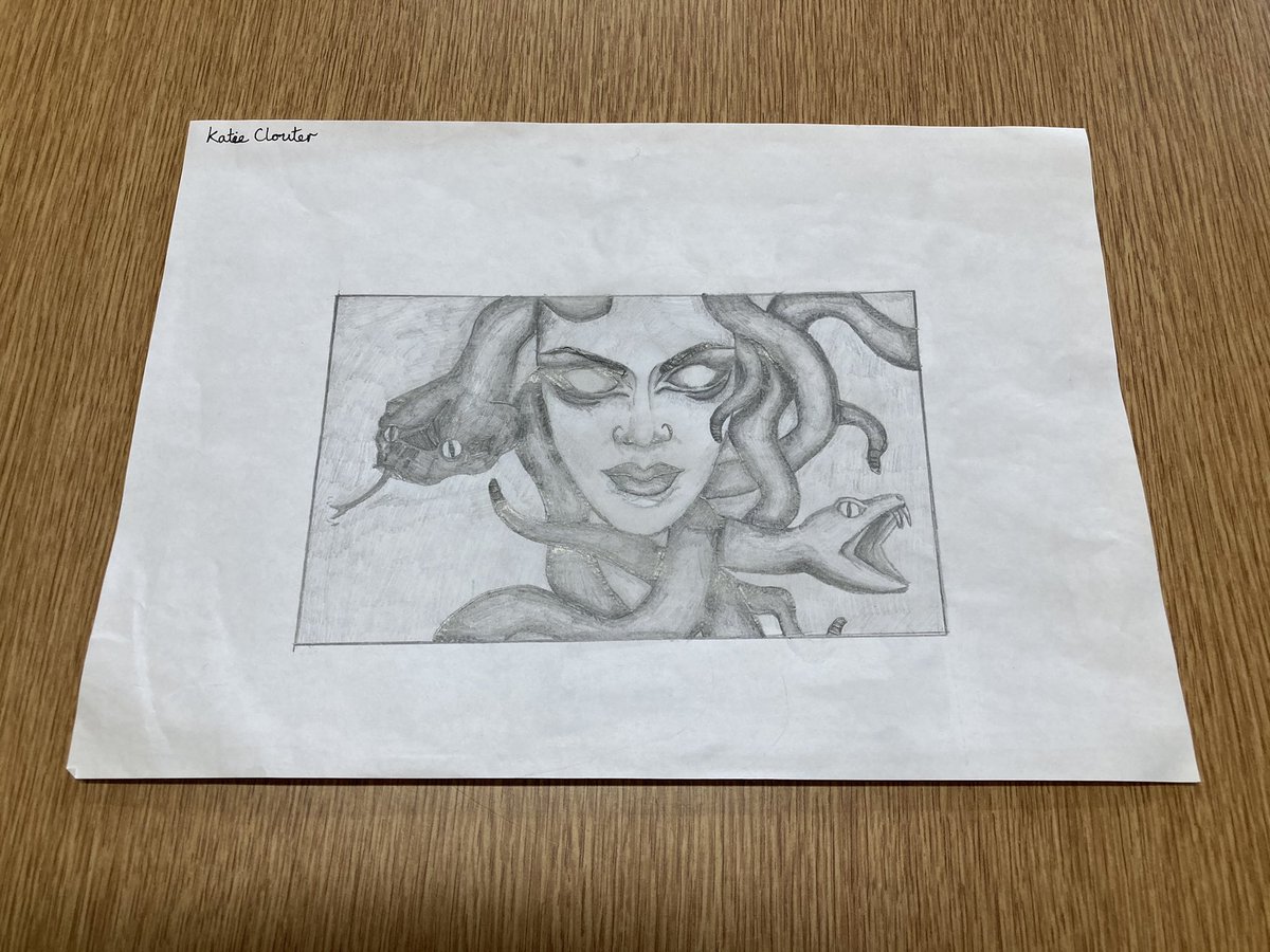 Winner! The judges loved this image of Medusa #NSSM2021 design a postcard competition <a href="/worksopcollege/">Worksop College</a> well done Katie (Y8)