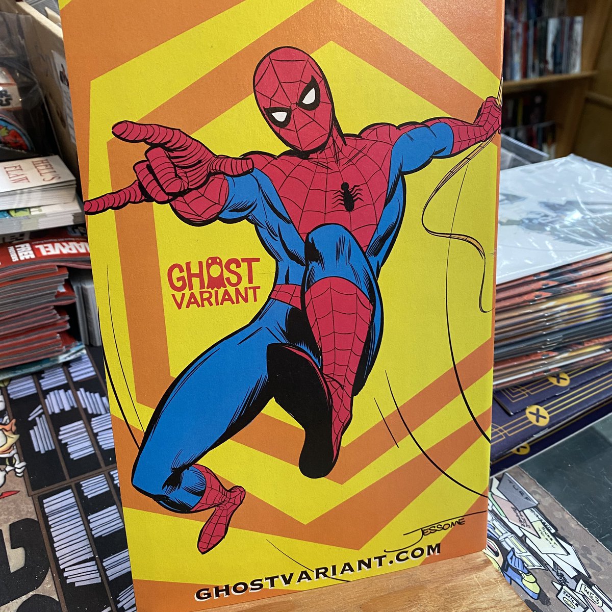 strangeadventrz's tweet photo. Amazing Spider-man #1 (2014) A 96 page blockbuster with an exclusive cover by Nick Bradshaw that has Spidey battling Electro near the Halifax Clock Tower (&amp; look for the Strange Adventures billboard!) 
Plus a sweet back cover by @GrandwayComics Derek Jessome!  $10 https://t.co/vBklWg0tSF