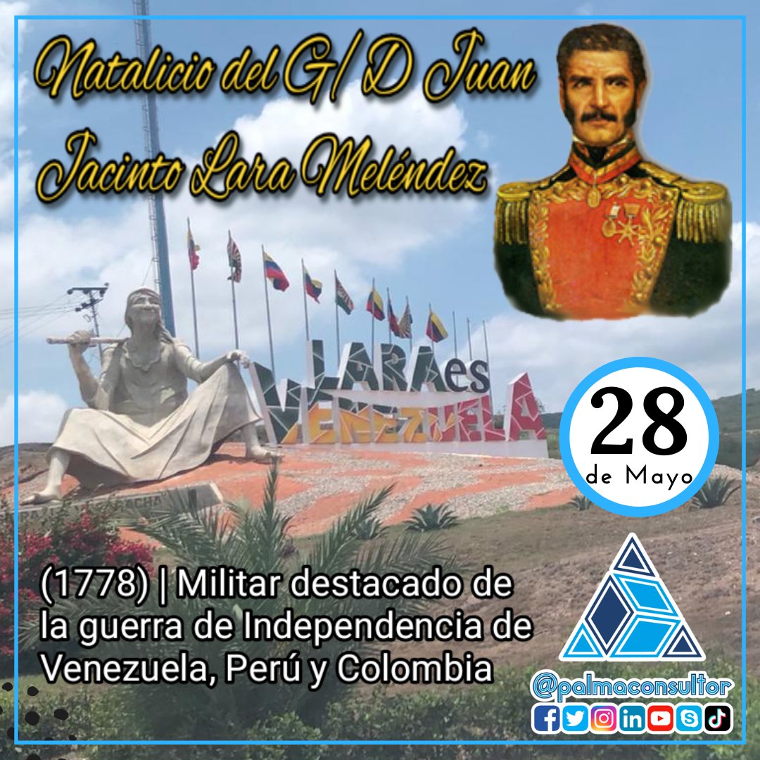 palmaconsultor's tweet photo. Juan Jacinto Lara Meléndez Nacio en Carora el 28 de mayo de 1778, fue un militar venezolano que luchó por la independencia de las ciudades en la región centro-occidental. El estado que actualmente se llama "Lara" en su honor.
#JacintoLara #Efemerides #Heroe #PalmaConsultor #Palma https://t.co/4dmjonF4a8