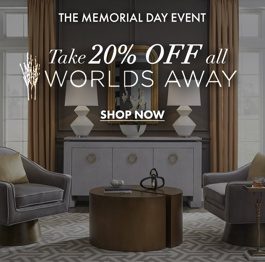 This weekend only enjoy 20% off all of our Worlds Away products and FREE shipping on every order! Browse all of the items here: claytongrayhome.com/collections/wo…