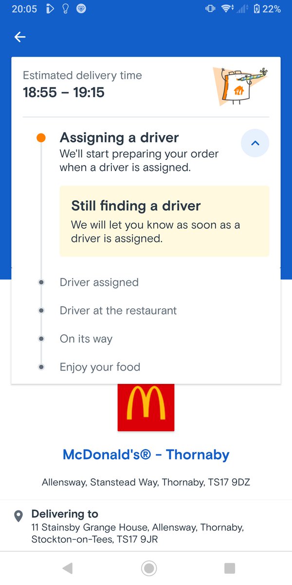 MissSFriend's tweet photo. @JustEatUK how long do I have to wait before I cancel and put fish fingers in the oven? https://t.co/eCwzB6rvIG
