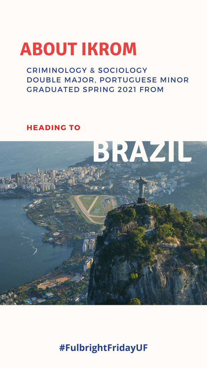 Congrats to Ikrom Alajoulin for winning a grant from @FulbrightPrgrm to teach English in Brazil! 🎉🇧🇷 Ikrom speaks English, Portuguese, Arabic and Spanish, and graduated this May from @UF_CLAS with BAs in Criminology and Sociology. #FellowshipFridayUF #FulbrightFridayUF