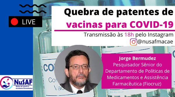 fernandalsm's tweet photo. Live imperdível com Jorge Bermudez no próximo dia 2 de junho, 18h, no canal do Instagram do nusafmacae
https://t.co/4PNrh8CkdG

#quebradepatentes #VacinaParaTodos #VacinaJa #covid19 #propriedadeintelectual #covid19 #licencacompulsoria https://t.co/dSyx9KRh2q