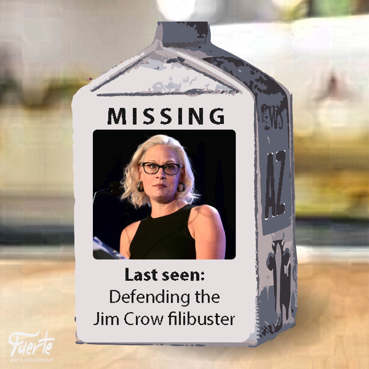 FuerteAZ's tweet image. Sinema is nowhere to be found as she skips the procedural vote to advance the Jan. 6 commission. The filibuster will continue to be abused to block popular laws, accountability, and democracy. Sinema needs to end the filibuster!