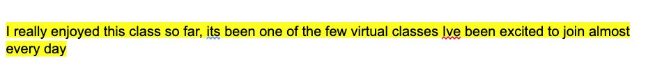 While I should be relishing my mat leave, which begins now, I'm still smiling over the feedback/comments my students gave me, having only known them for four weeks. 🥲 I hope I get to meet them in person when they're in grade 12!