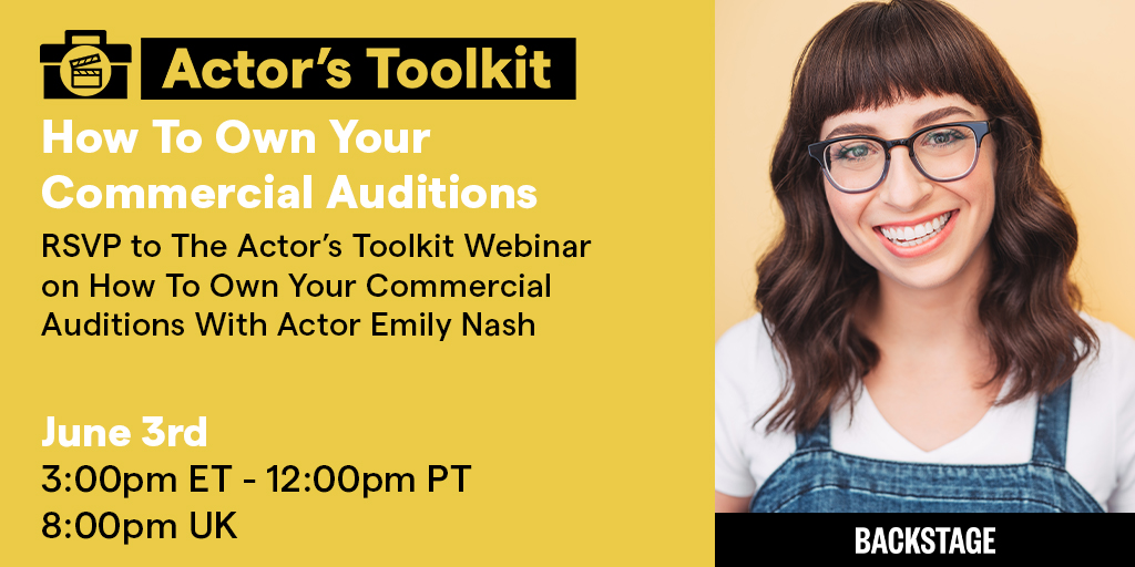 Backstage (@backstage) on Twitter photo After rescheduling because of technical difficulties our free webinar about commercial auditions is back on! Learn to put your personal spin on commercial copy with actor and coach <a href="/emilykatenash/">Emily Nash</a>. RSVP here: bit.ly/3b2eFGi After rescheduling because of technical difficulties our free webinar about commercial auditions is back on! Learn to put your personal spin on commercial copy with actor and coach <a href="/emilykatenash/">Emily Nash</a>. RSVP here: bit.ly/3b2eFGi