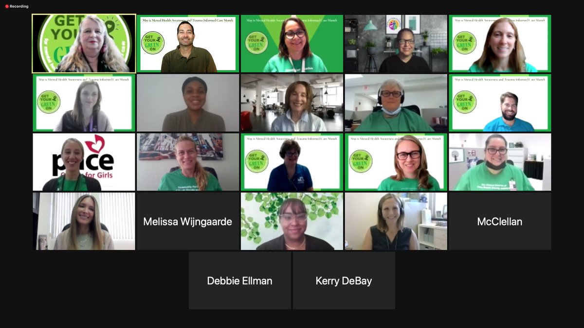 birthto22's tweet photo. Birth to 22: United for Brighter Futures' Becoming a Trauma Sensitive Community action team members wore green during their team meeting to raise awareness about mental health and trauma informed care! #GetYourGreenOn #GYGO2021 https://t.co/zJ4mOOPx2g