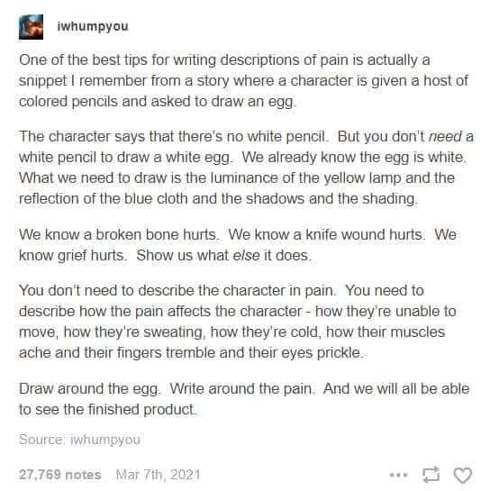 ClareUrbanski's tweet photo. I'd say this goes for emotions too! #WritingCommunity #writingtip https://t.co/P38qHEfKYf