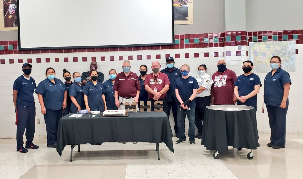 MesquiteHS's tweet photo. We were beyond honored to celebrate our beloved custodian, Curtis Arthur, as he prepares himself for retirement. He's a Skeeter Legacy having graduated from Mesquite High &amp; then transitioning into a custodial role at MHS. He served in that role for 42 years! We will miss him! https://t.co/LqYB9RgJO3