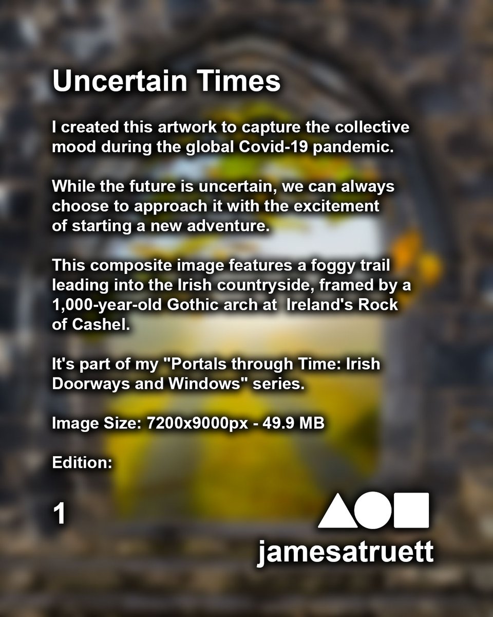 @NftRated New addition to my "Portals through Time" series... This one is called "Uncertain Times" -- I created it to capture the collective mood during the pandemic. It's available on @withFND 

foundation.app/jamesatruett/u…

#nftart #nftcollector #NFTartist